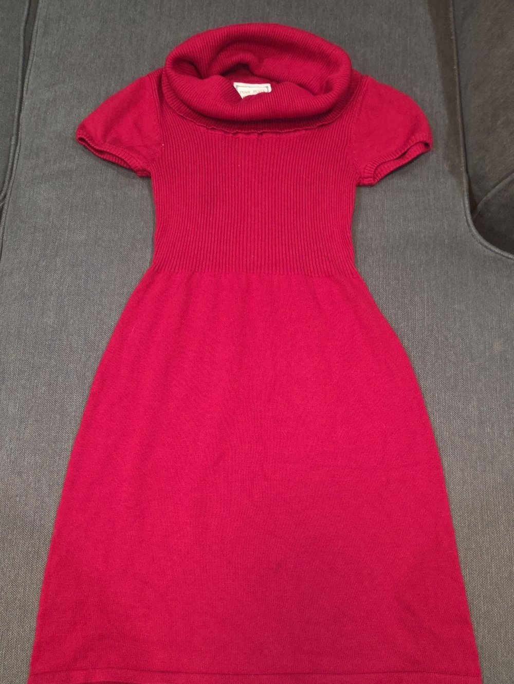 Lady's Short Sleeve Cowl Neck Dress - Red